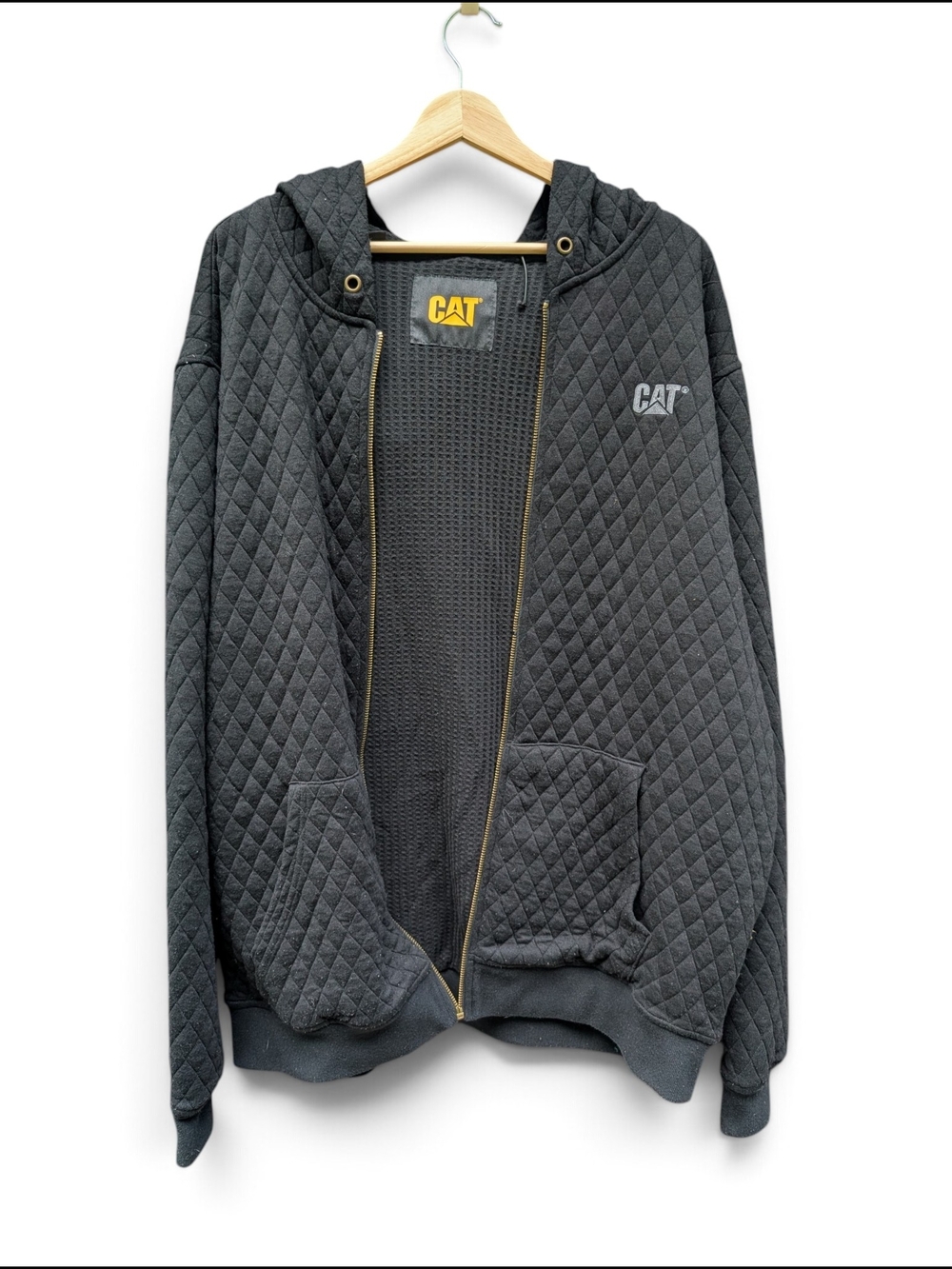 CAT Men's Quilted Hooded Zip Jacket - Charcoal Gray